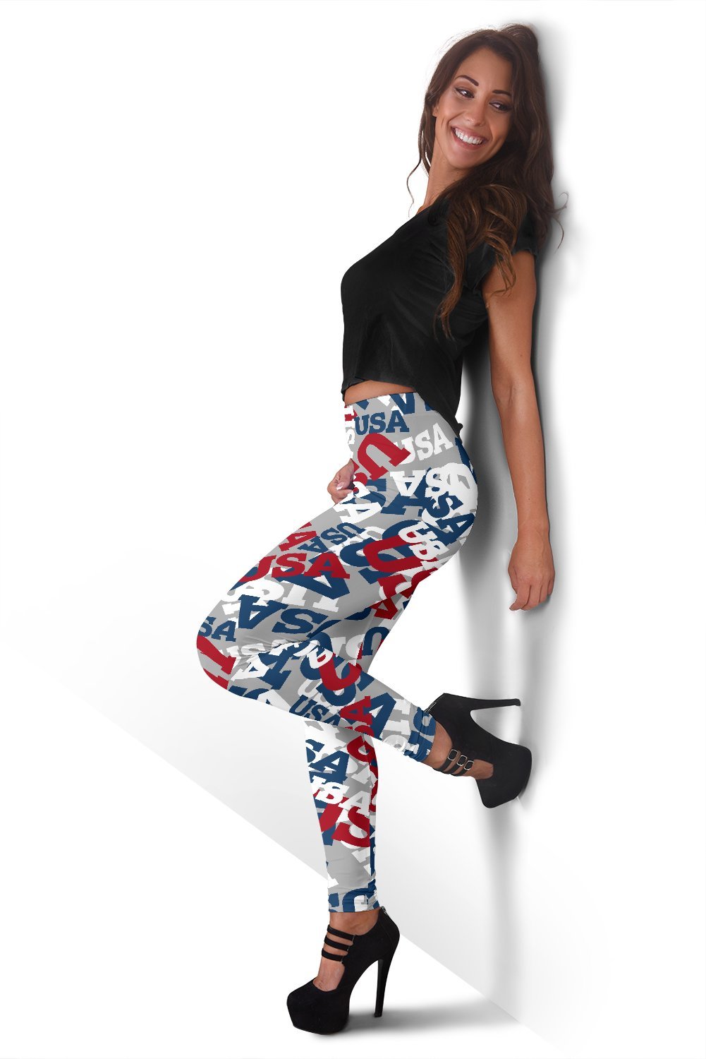 Usa Patriot Pattern Print Women Leggings-grizzshop