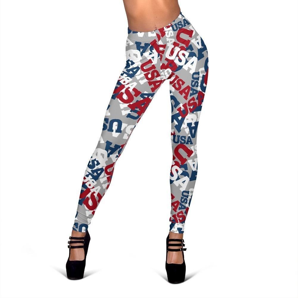 Usa Patriot Pattern Print Women Leggings-grizzshop