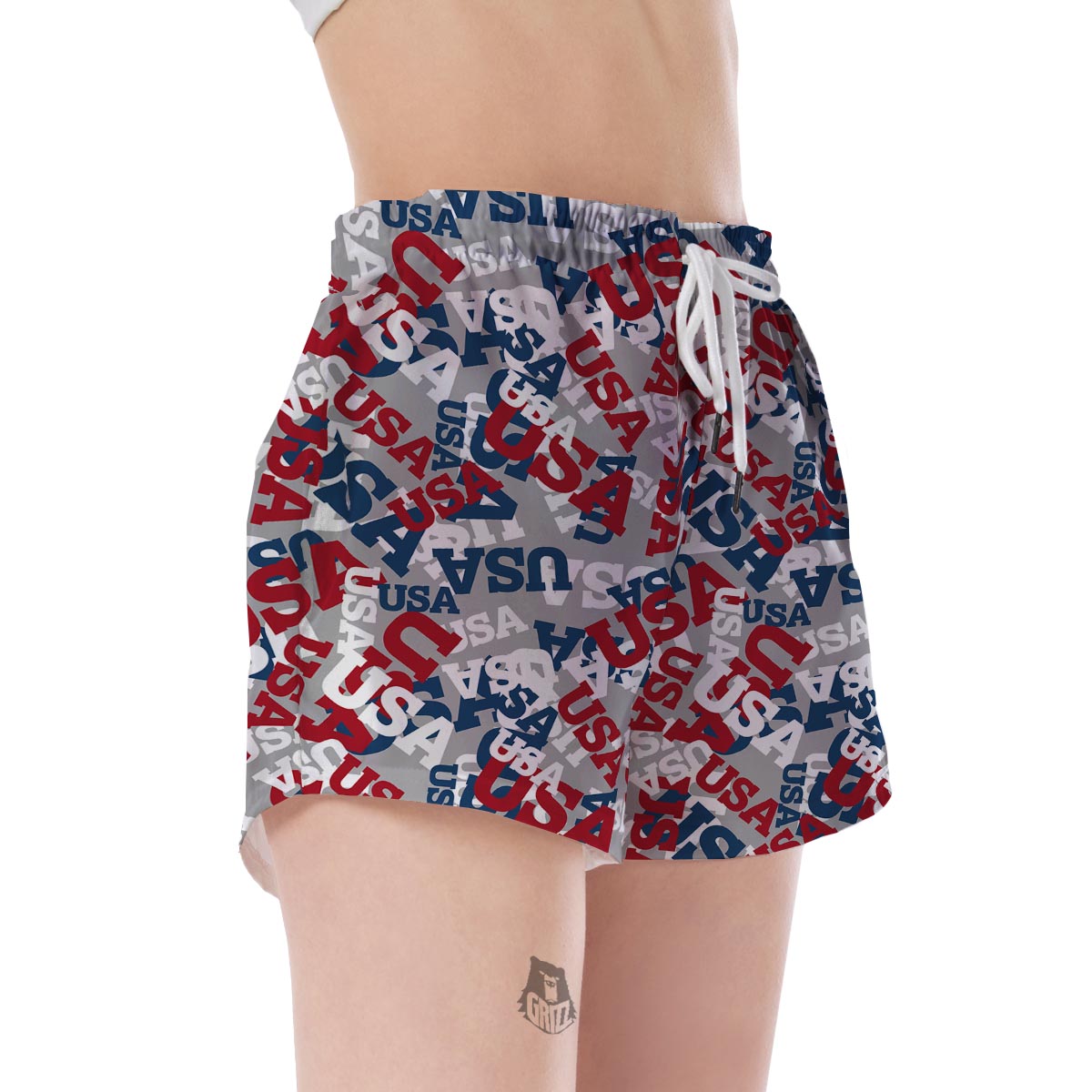 Usa Patriot Pattern Print Women's Shorts-grizzshop