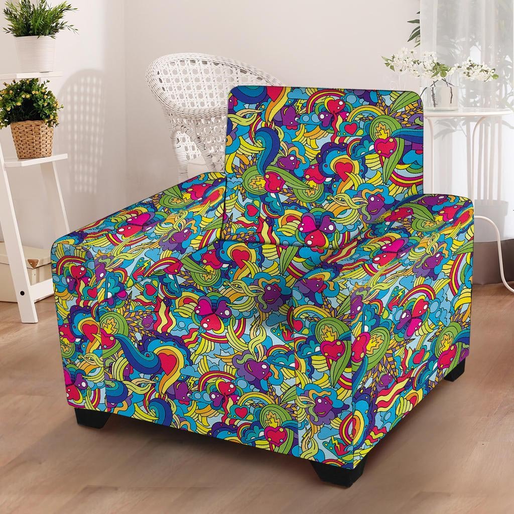 Valentine Heart Hippie Trippy Armchair Cover-grizzshop