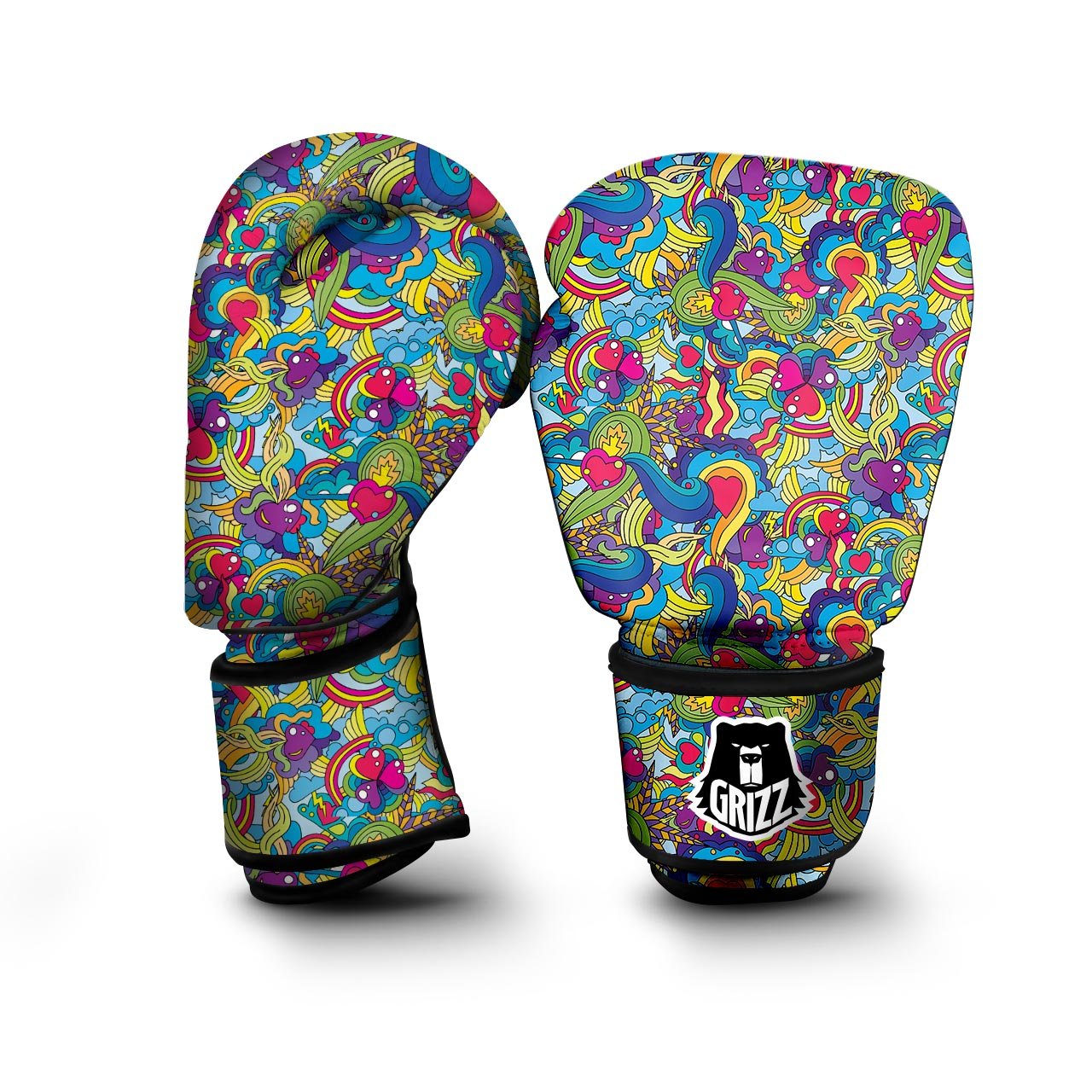 Valentine Heart Hippie Trippy Boxing Gloves-grizzshop