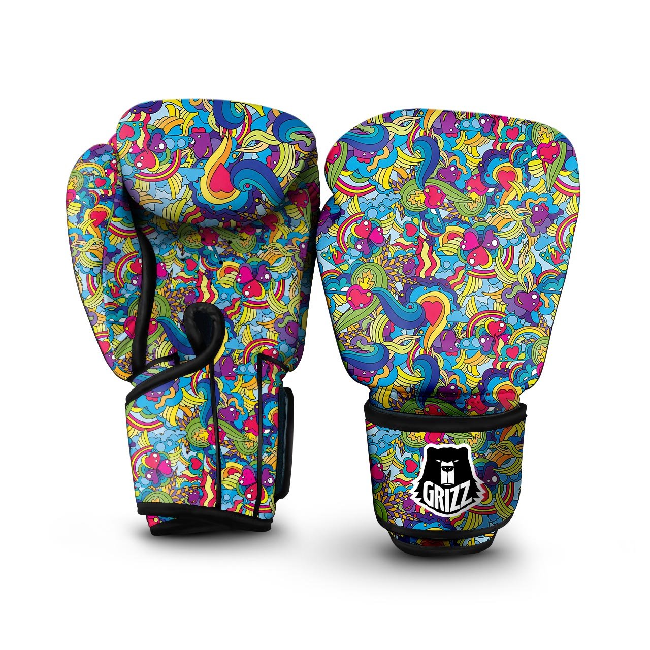 Valentine Heart Hippie Trippy Boxing Gloves-grizzshop