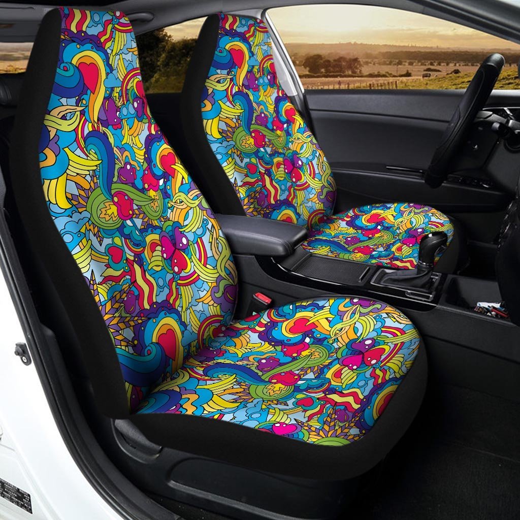 Valentine Heart Hippie Trippy Car Seat Covers-grizzshop