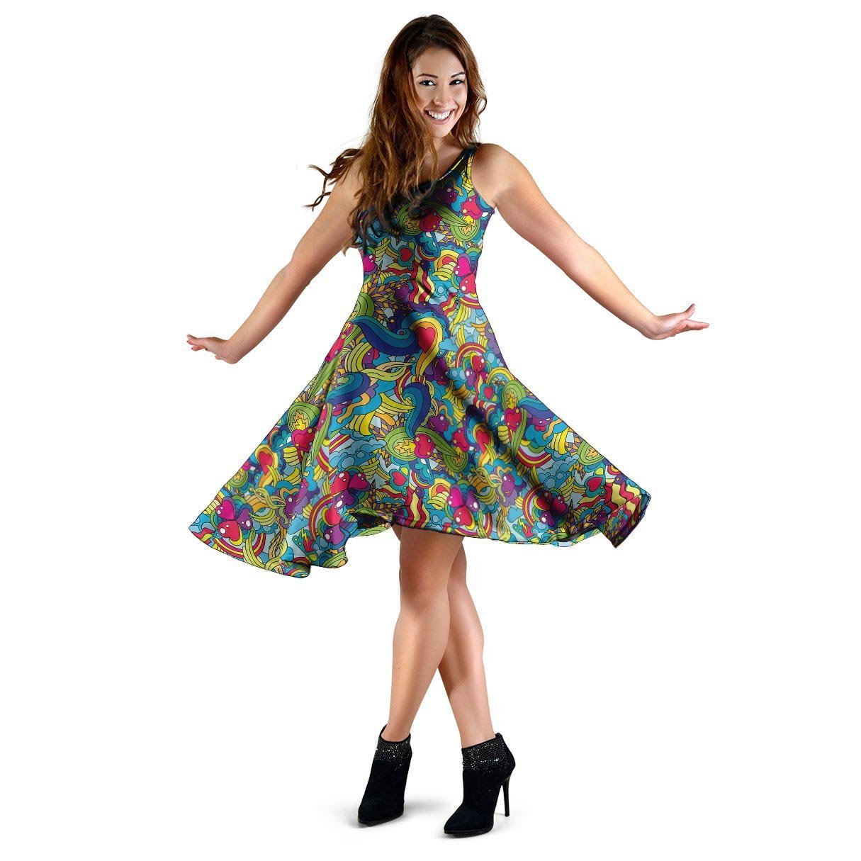 Valentine Heart Hippie Trippy Dress-grizzshop