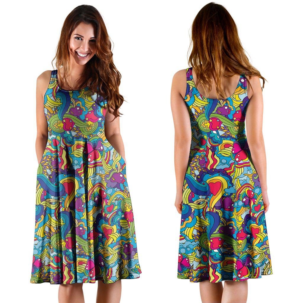 Valentine Heart Hippie Trippy Dress-grizzshop