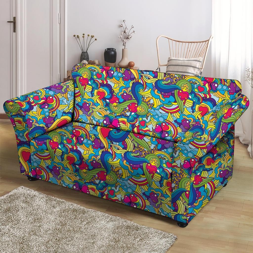 Valentine Heart Hippie Trippy Loveseat Cover-grizzshop