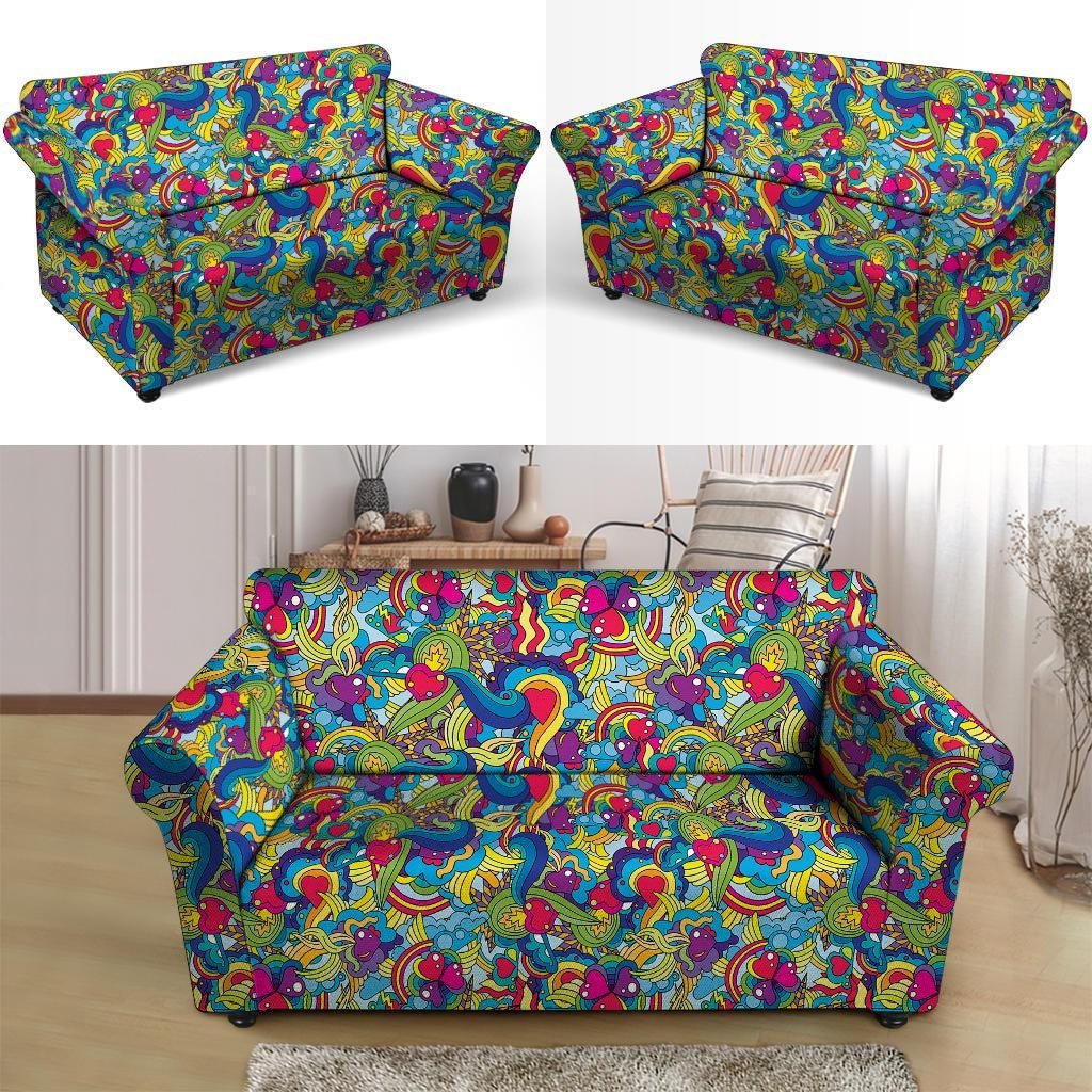 Valentine Heart Hippie Trippy Loveseat Cover-grizzshop