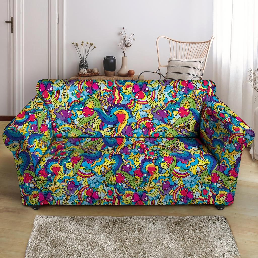 Valentine Heart Hippie Trippy Loveseat Cover-grizzshop