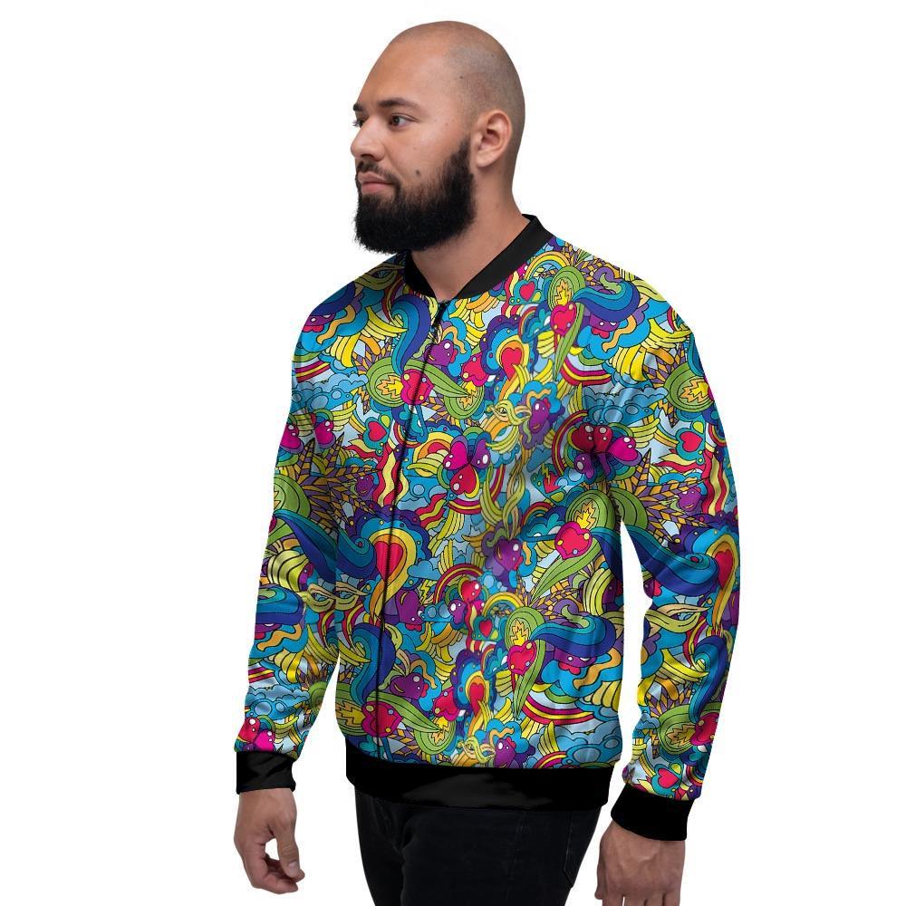 Valentine Heart Hippie Trippy Men's Bomber Jacket-grizzshop