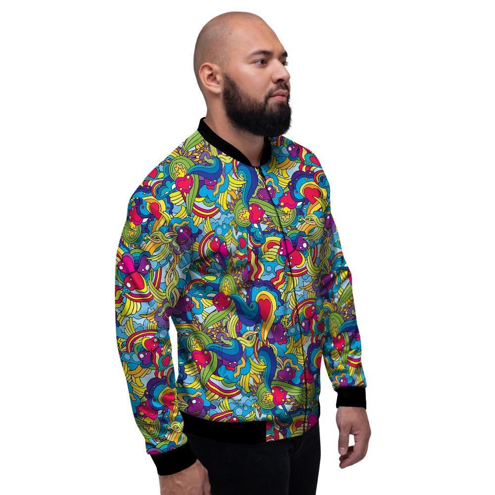 Valentine Heart Hippie Trippy Men's Bomber Jacket-grizzshop