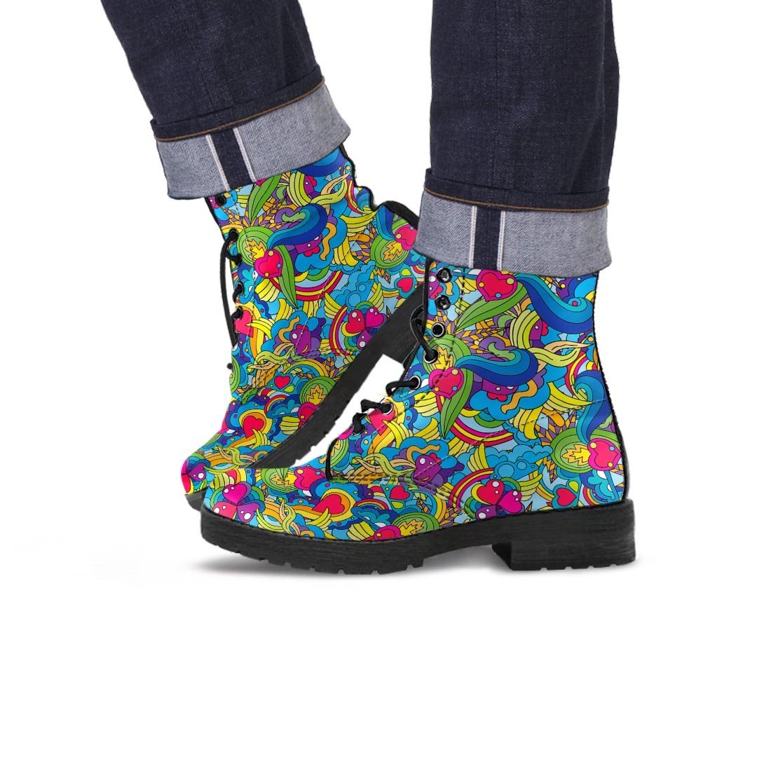 Valentine Heart Hippie Trippy Men's Boots-grizzshop