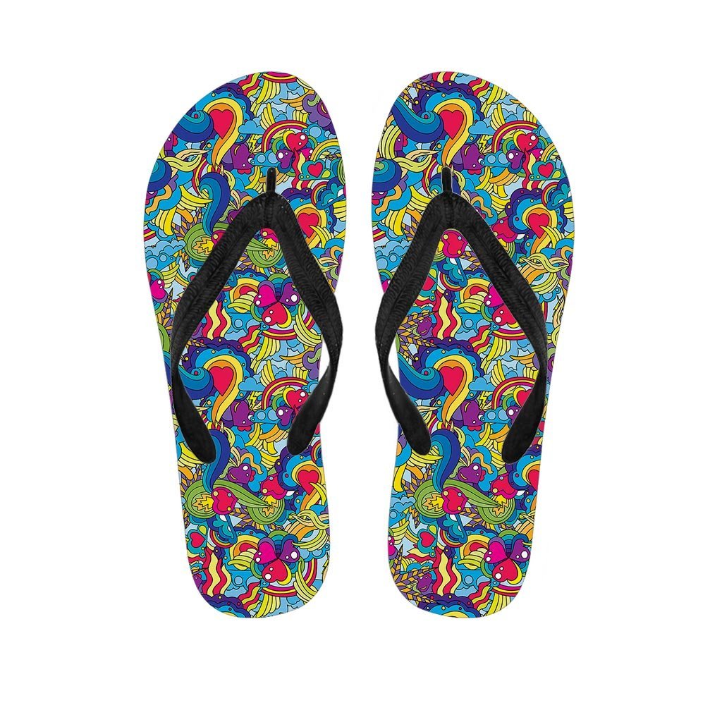 Valentine Heart Hippie Trippy Men's Flip Flops-grizzshop