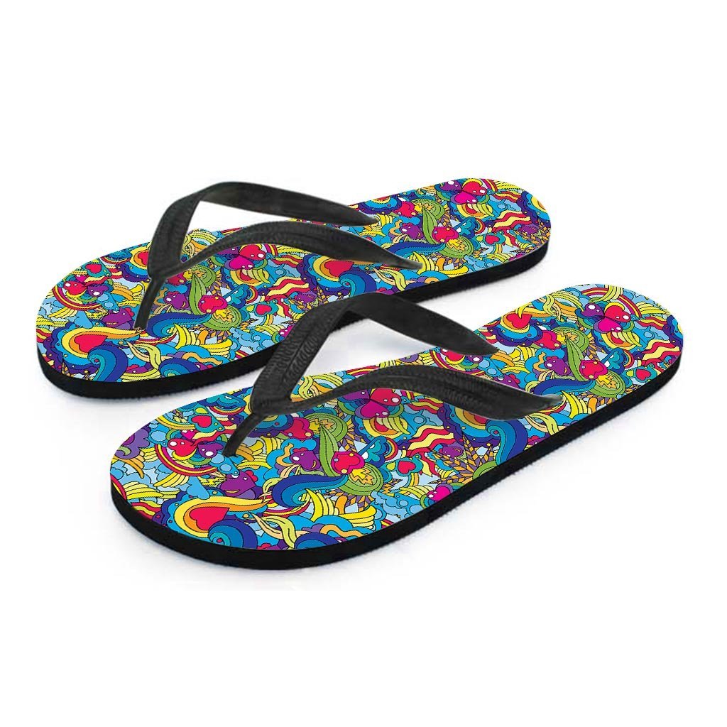 Valentine Heart Hippie Trippy Men's Flip Flops-grizzshop