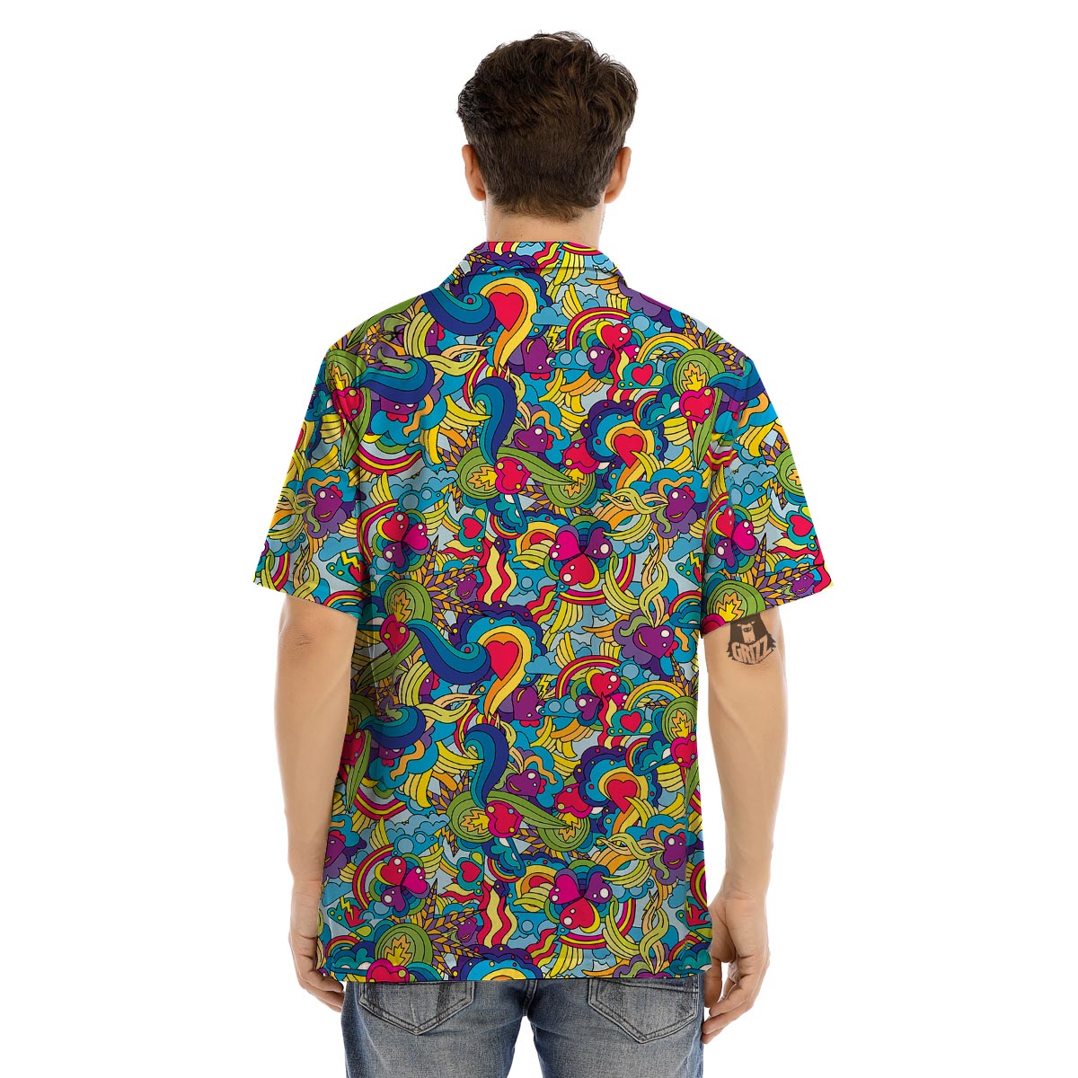 Valentine Heart Hippie Trippy Men’s Hawaiian Shirt-grizzshop