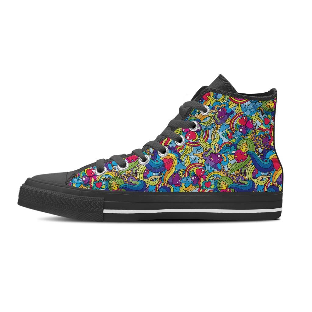 Valentine Heart Hippie Trippy Men's High Top Shoes-grizzshop