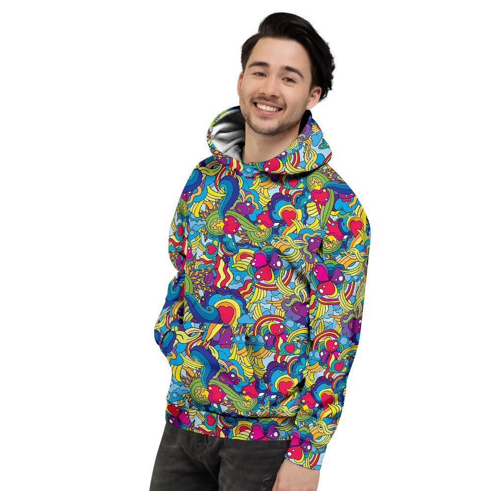 Valentine Heart Hippie Trippy Men's Hoodie-grizzshop