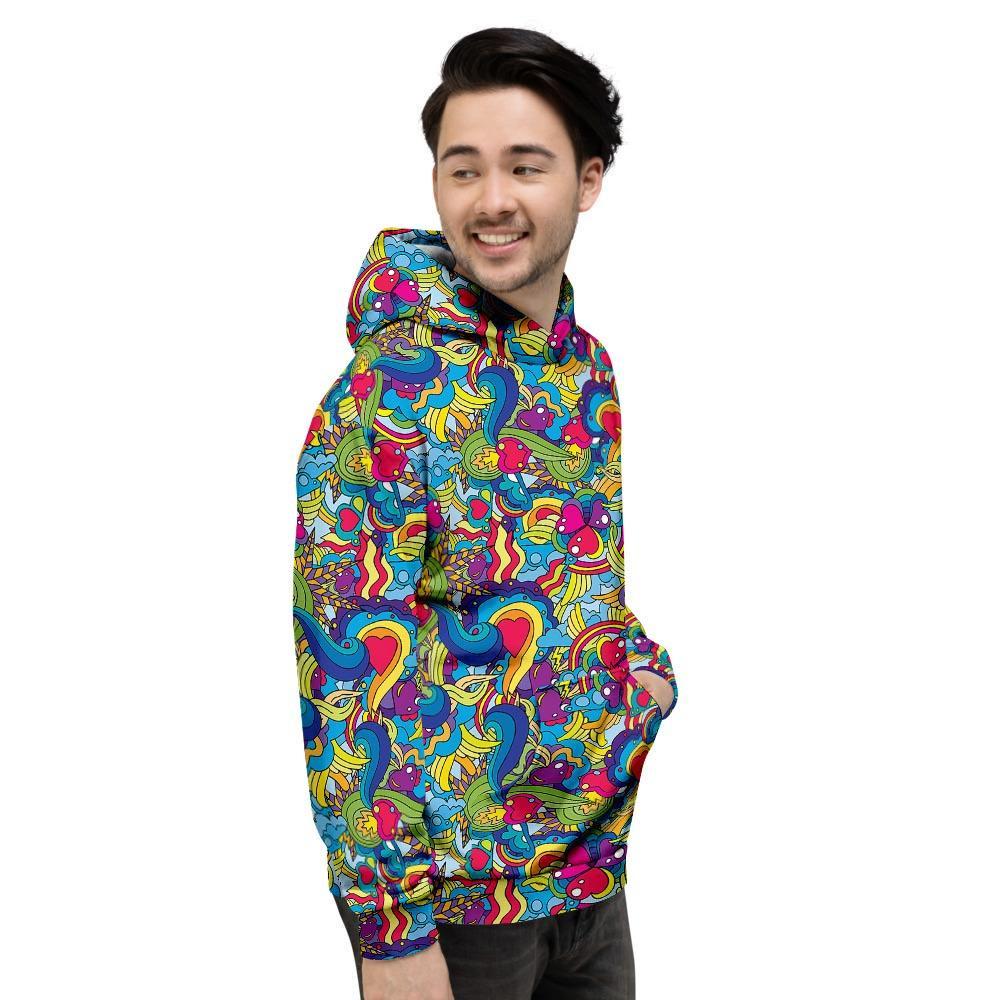 Valentine Heart Hippie Trippy Men's Hoodie-grizzshop