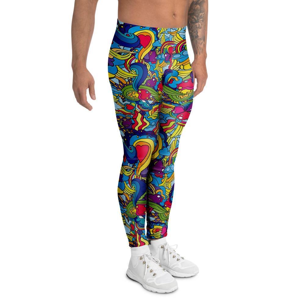 Valentine Heart Hippie Trippy Men's Leggings-grizzshop