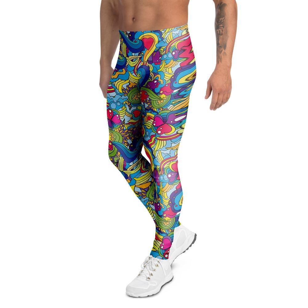 Valentine Heart Hippie Trippy Men's Leggings-grizzshop