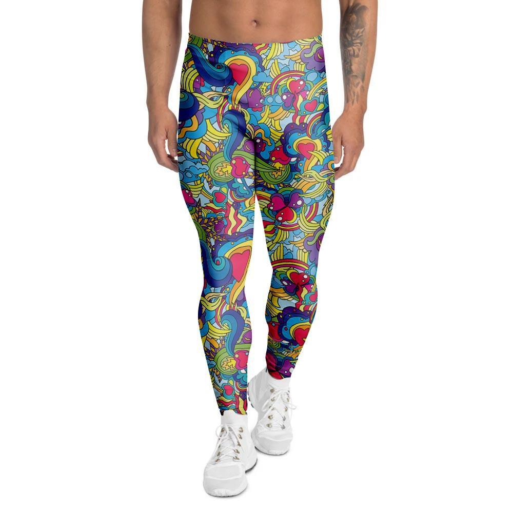 Valentine Heart Hippie Trippy Men's Leggings-grizzshop