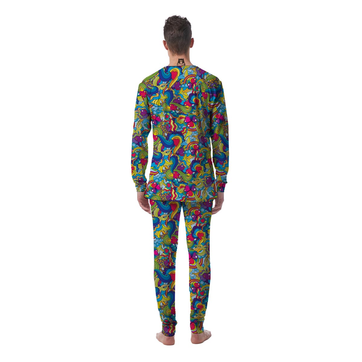 Valentine Heart Hippie Trippy Men's Pajamas-grizzshop