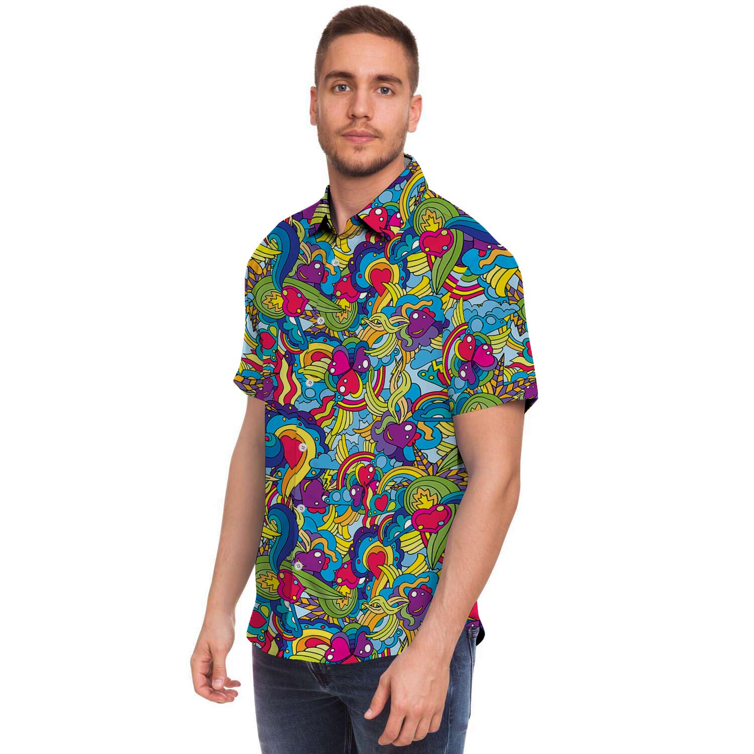 Valentine Heart Hippie Trippy Men's Short Sleeve Shirt-grizzshop
