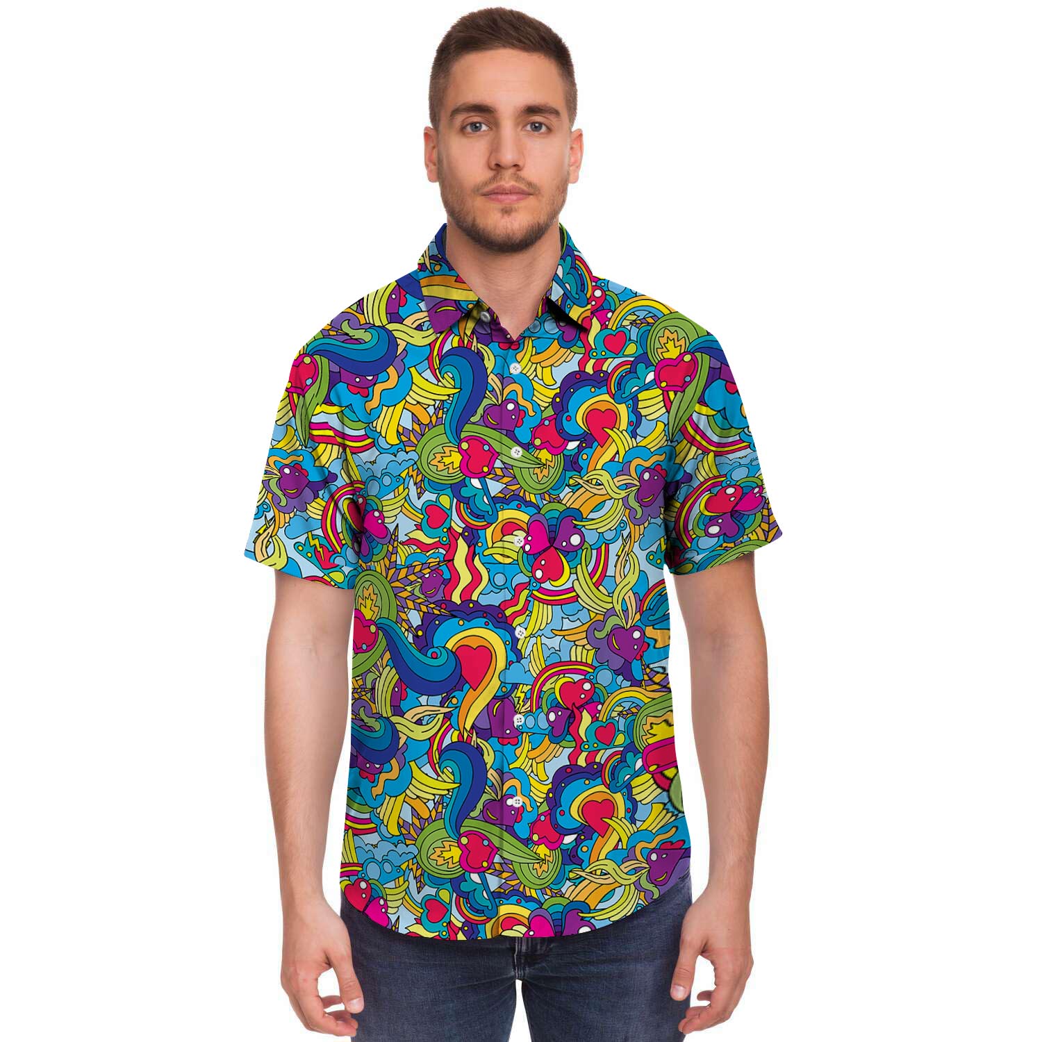 Valentine Heart Hippie Trippy Men's Short Sleeve Shirt-grizzshop