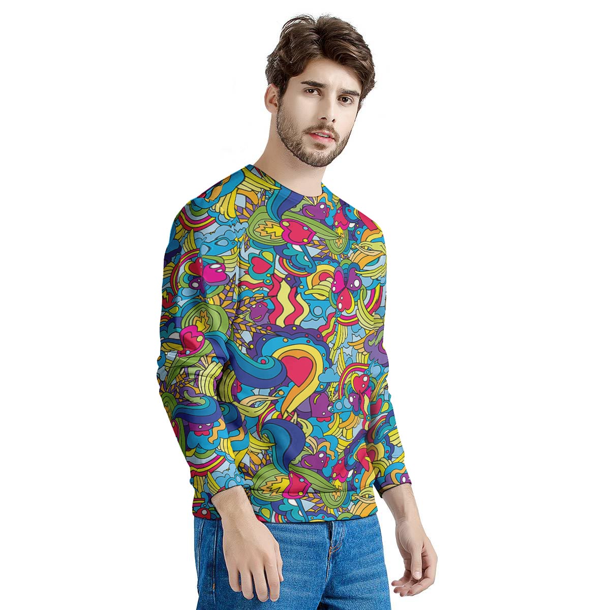 Valentine Heart Hippie Trippy Men's Sweatshirt-grizzshop