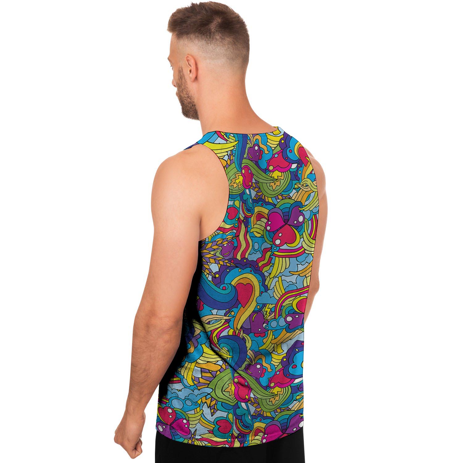 Valentine Heart Hippie Trippy Men's Tank Tops-grizzshop