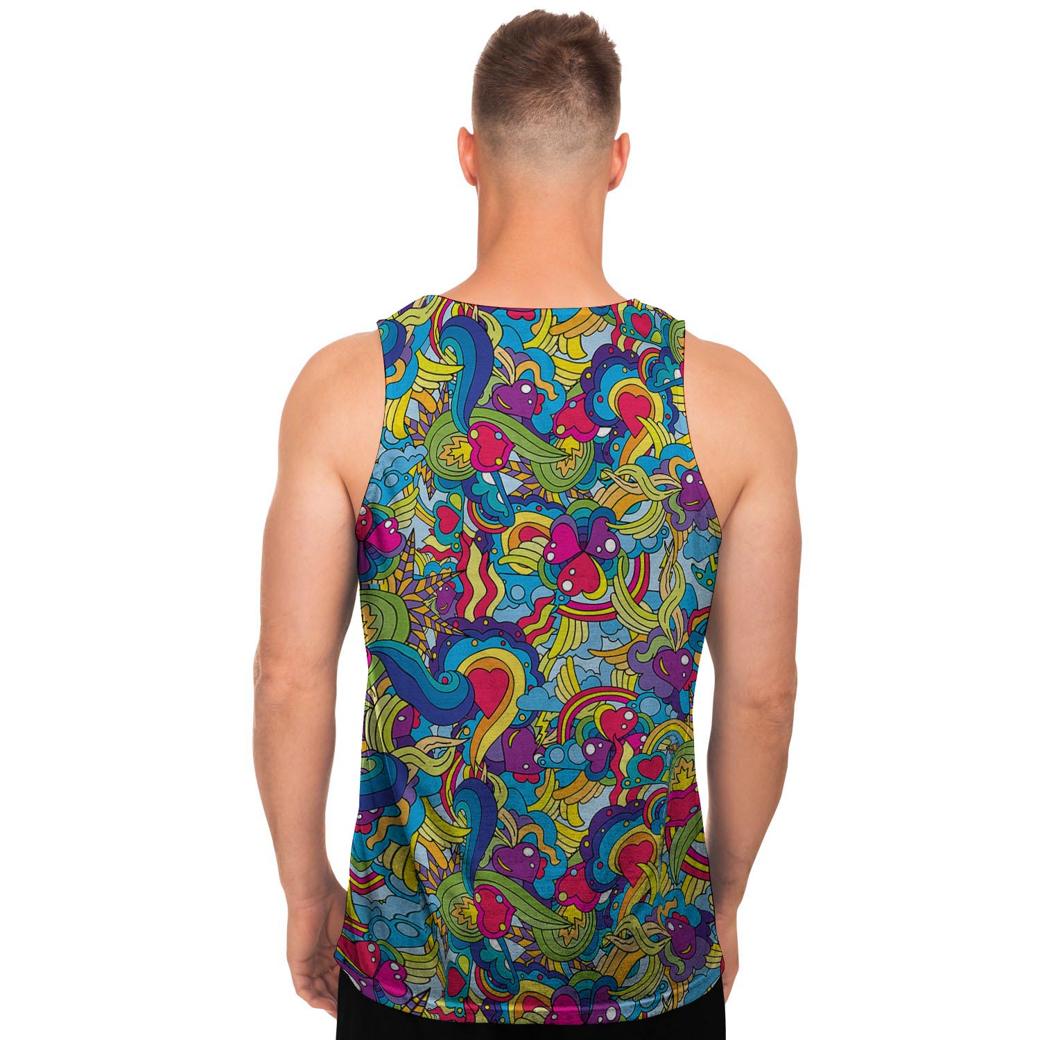 Valentine Heart Hippie Trippy Men's Tank Tops-grizzshop