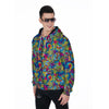 Valentine Heart Hippie Trippy Men's Zip Up Hoodie-grizzshop