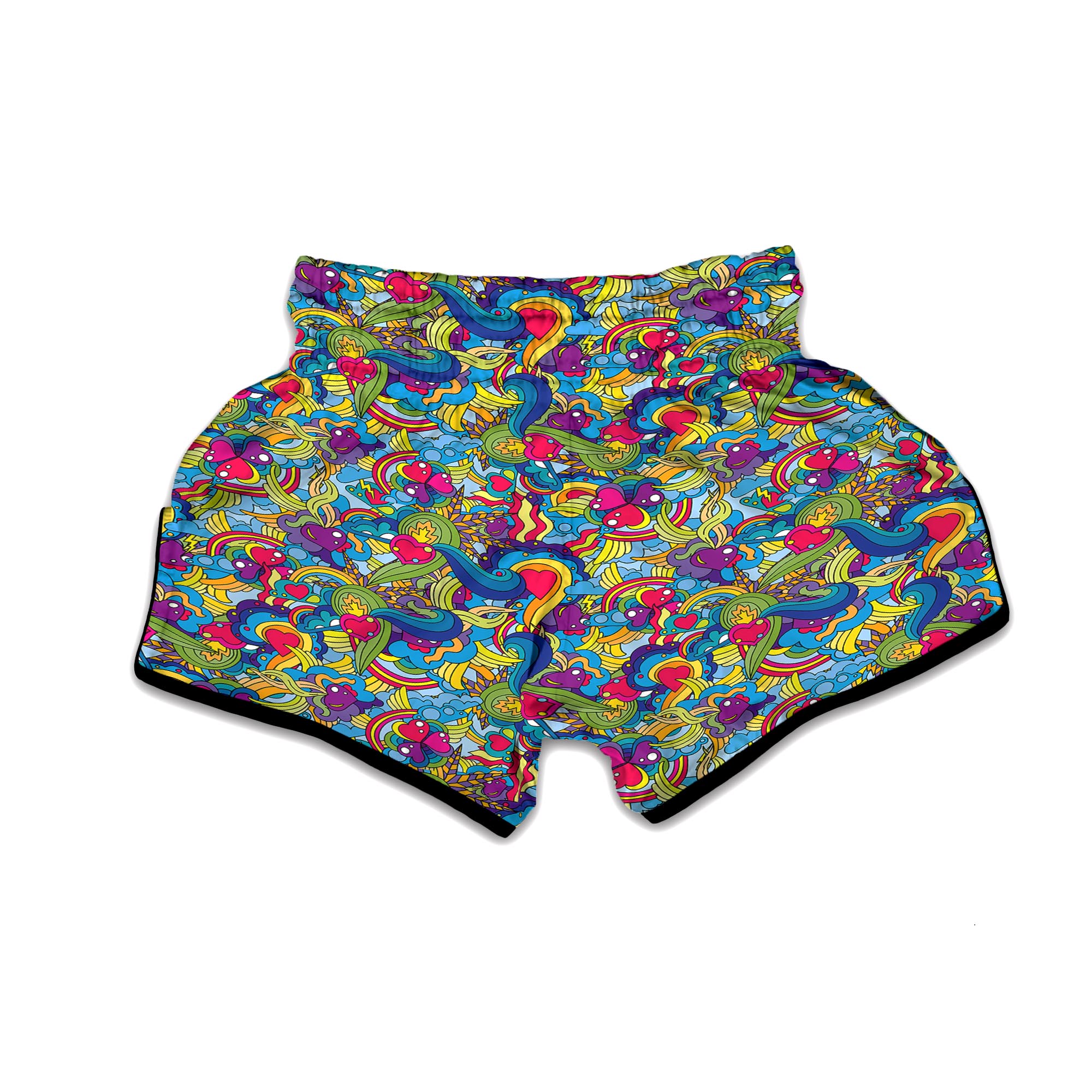 Valentine Heart Hippie Trippy Muay Thai Boxing Shorts-grizzshop