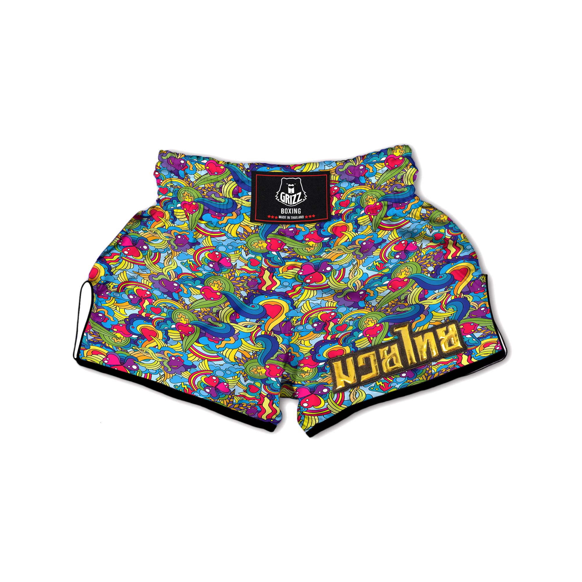 Valentine Heart Hippie Trippy Muay Thai Boxing Shorts-grizzshop