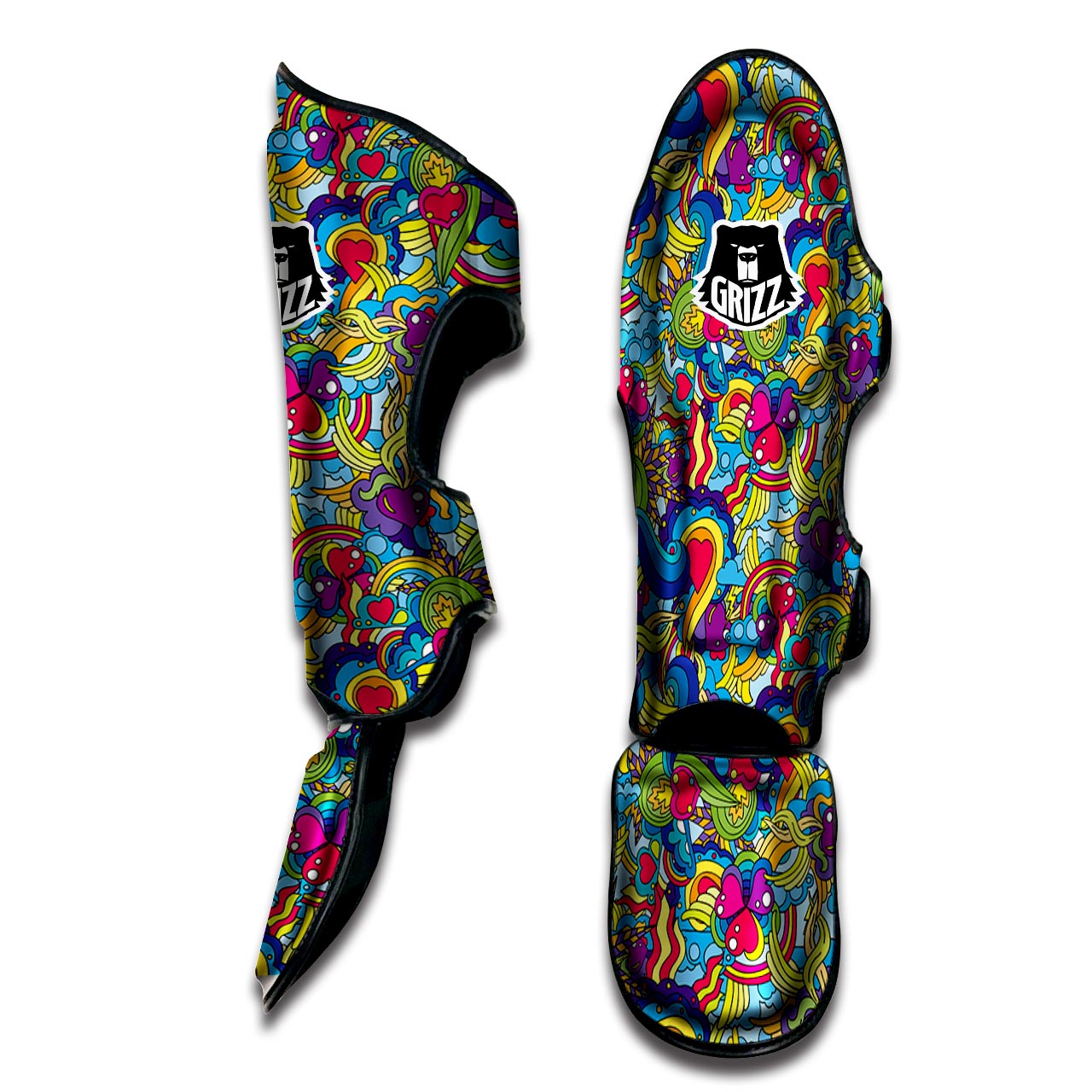 Valentine Heart Hippie Trippy Muay Thai Shin Guard-grizzshop