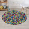 Valentine Heart Hippie Trippy Round Rug-grizzshop