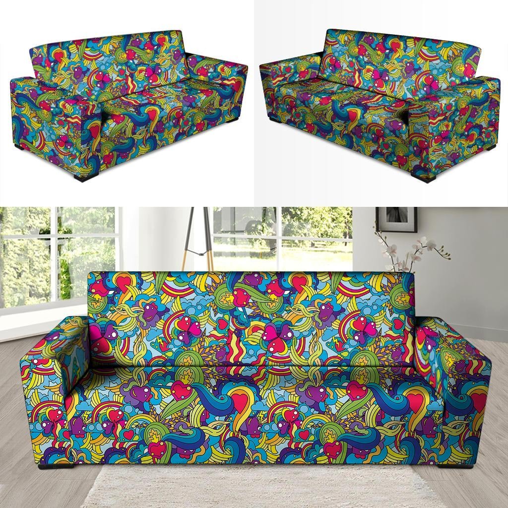 Valentine Heart Hippie Trippy Sofa Cover-grizzshop