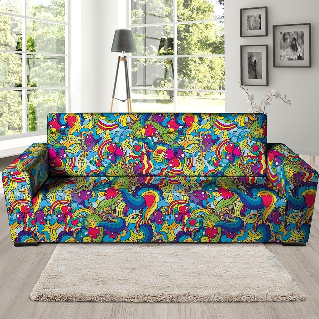 Valentine Heart Hippie Trippy Sofa Cover-grizzshop