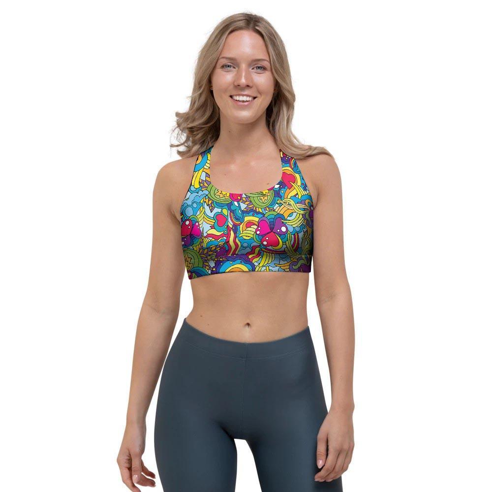 Valentine Heart Hippie Trippy Sports Bra-grizzshop