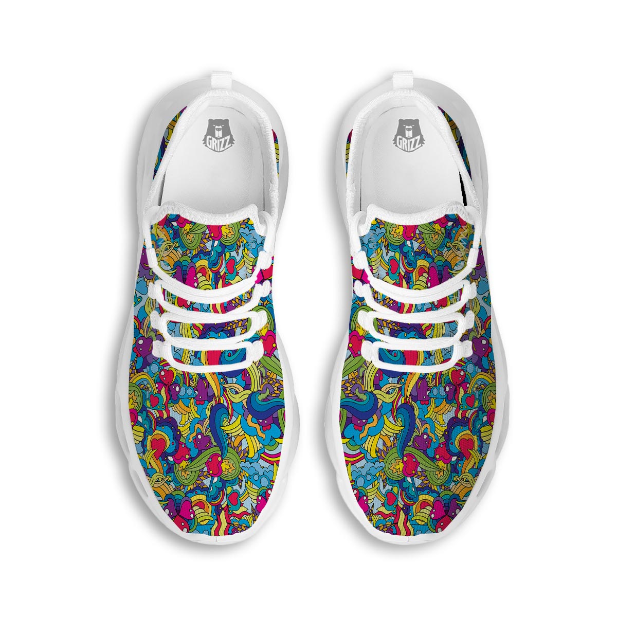 Valentine Heart Hippie Trippy White Running Shoes-grizzshop