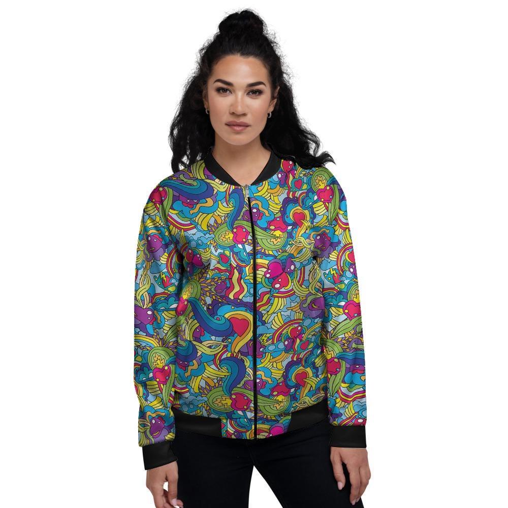 Valentine Heart Hippie Trippy Women's Bomber Jacket-grizzshop