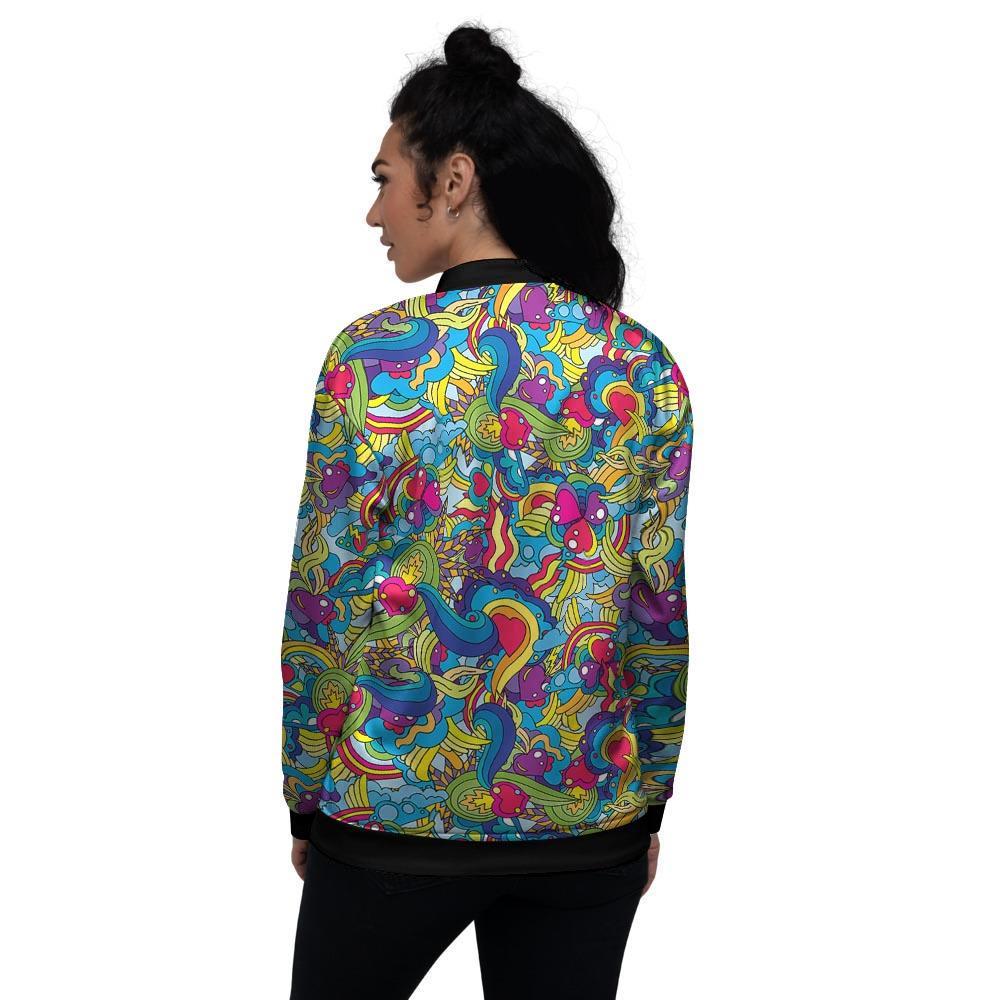 Valentine Heart Hippie Trippy Women's Bomber Jacket-grizzshop