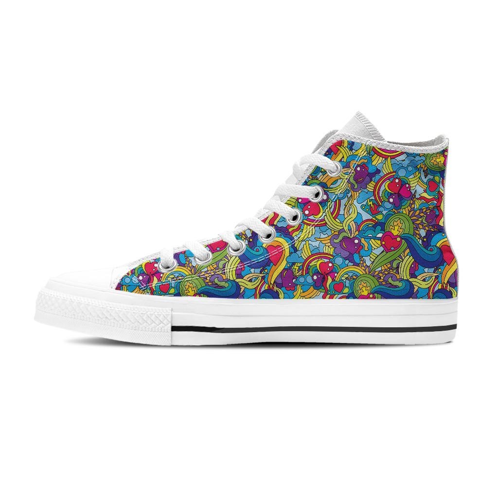 Valentine Heart Hippie Trippy Women's High Top Shoes-grizzshop