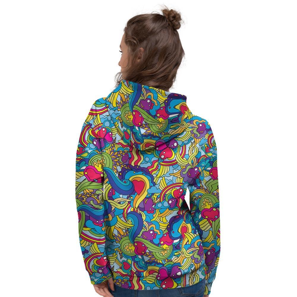 Valentine Heart Hippie Trippy Women's Hoodie-grizzshop