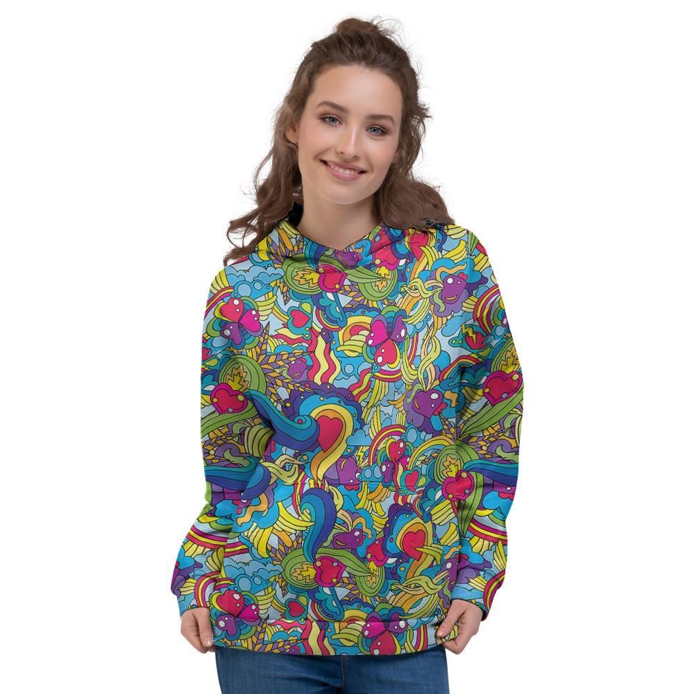 Valentine Heart Hippie Trippy Women's Hoodie-grizzshop