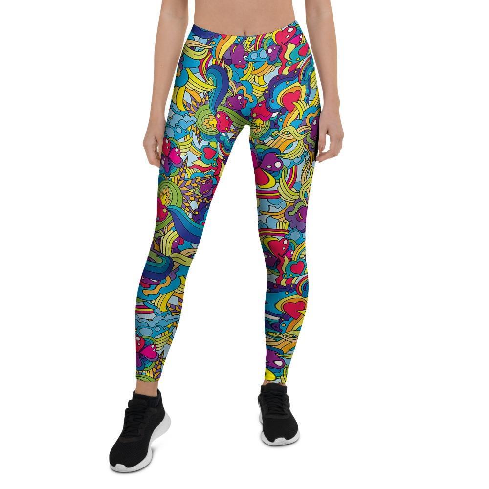 Valentine Heart Hippie Trippy Women's Leggings-grizzshop