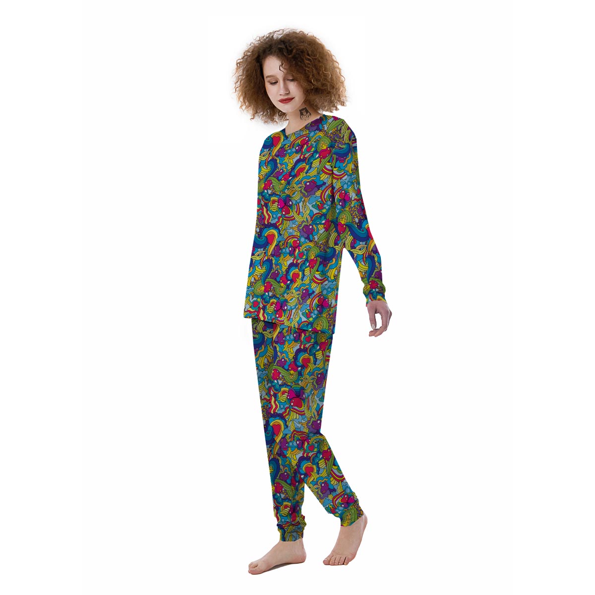 Valentine Heart Hippie Trippy Women's Pajamas-grizzshop