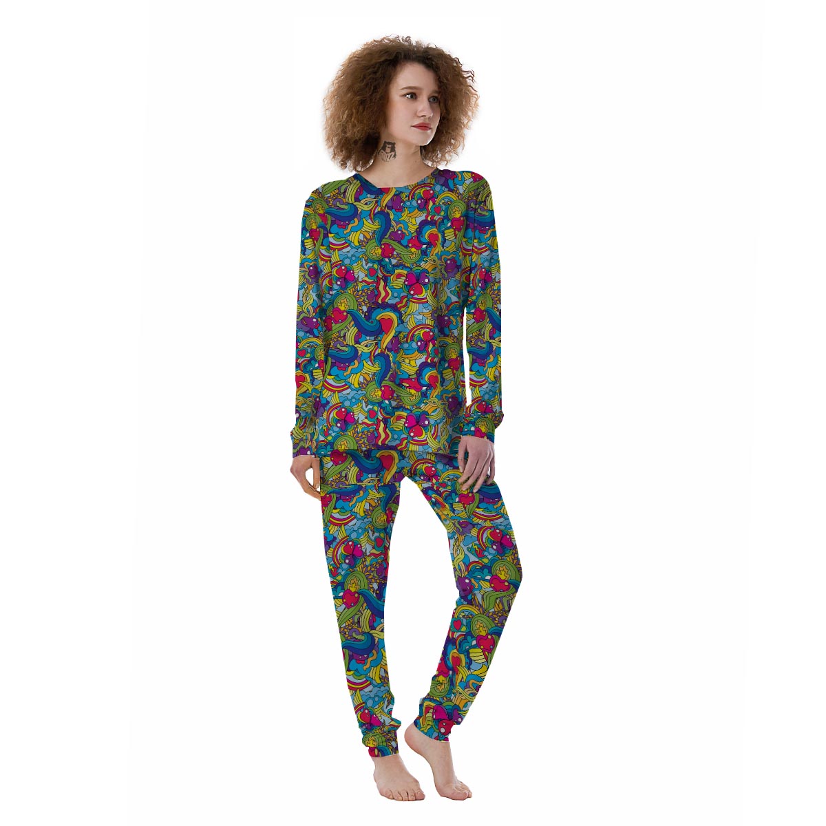 Valentine Heart Hippie Trippy Women's Pajamas-grizzshop