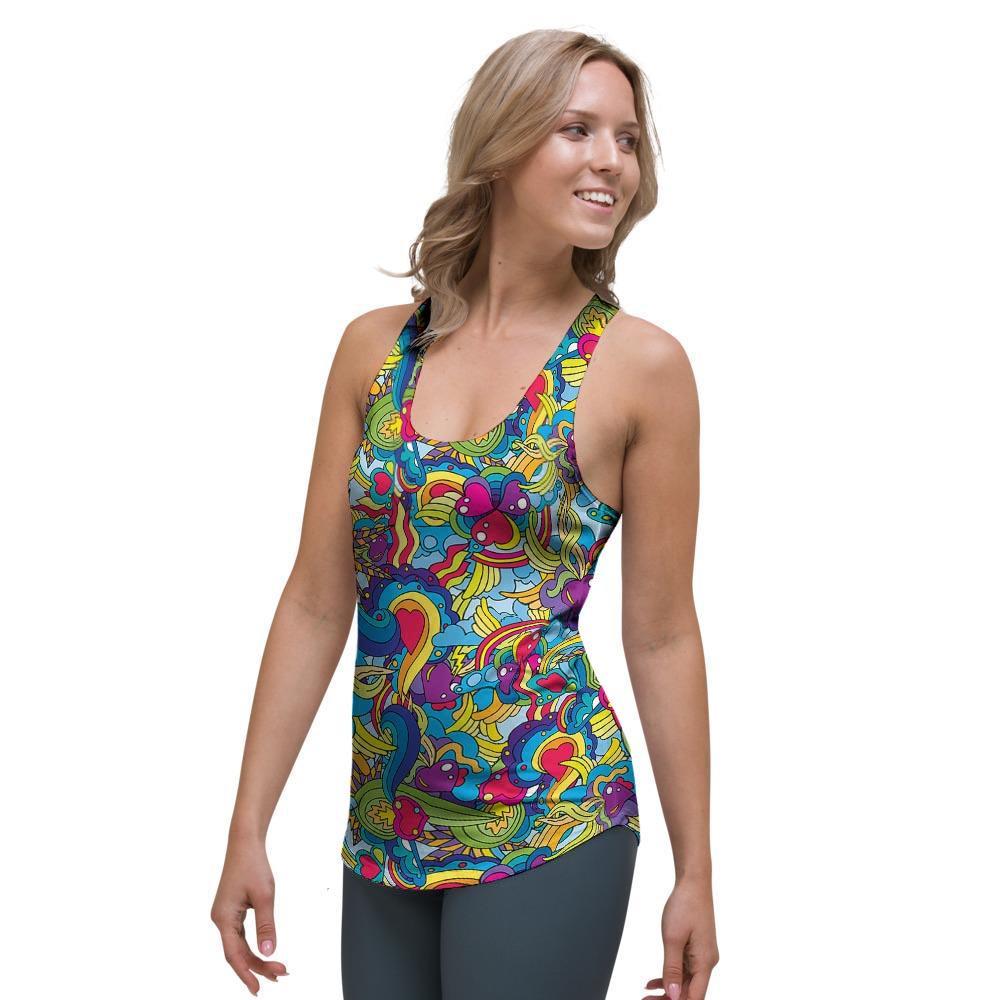 Valentine Heart Hippie Trippy Women's Racerback Tank Top-grizzshop