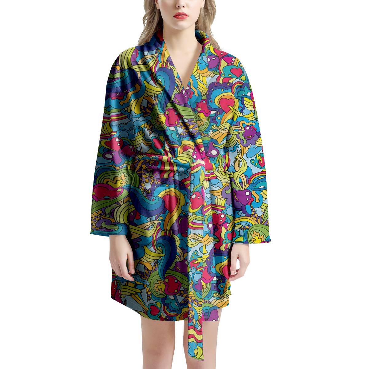 Valentine Heart Hippie Trippy Women's Robe-grizzshop