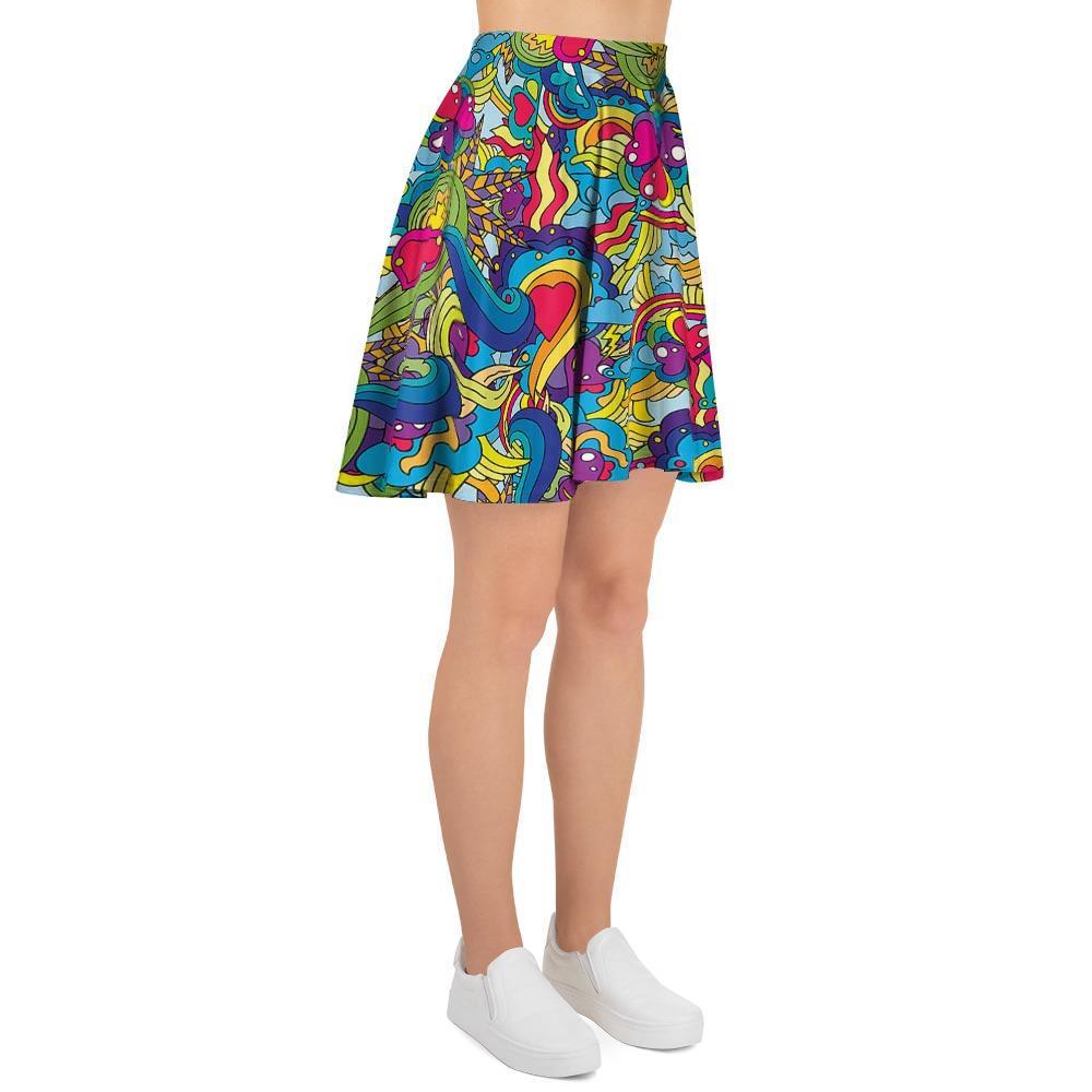 Valentine Heart Hippie Trippy Women's Skirt-grizzshop